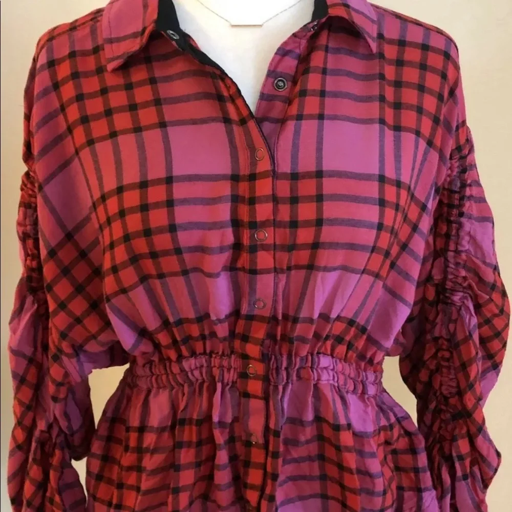 FREE PEOPLE Plaid Shirt Multicolor SIZE S NWT - Picture 3 of 8